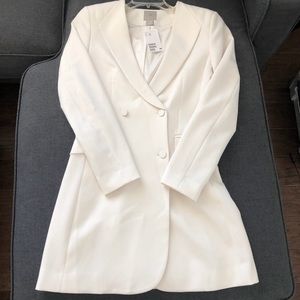 Double Breasted Longline White Blazer H and M